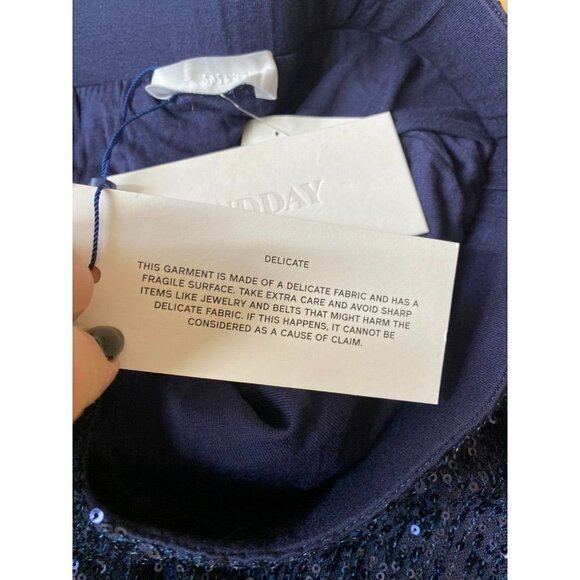 2nd Day NEW women Navy Blue sequin pencil skirt sz 36 (Small) BNWT ruched - Picture 7 of 9